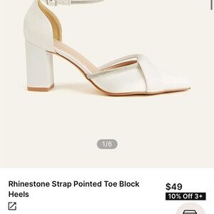 Azazie White Rhinestone Block Heels